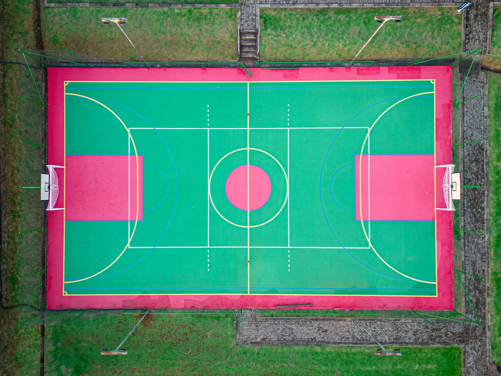 Vista aérea de una cancha de futsal